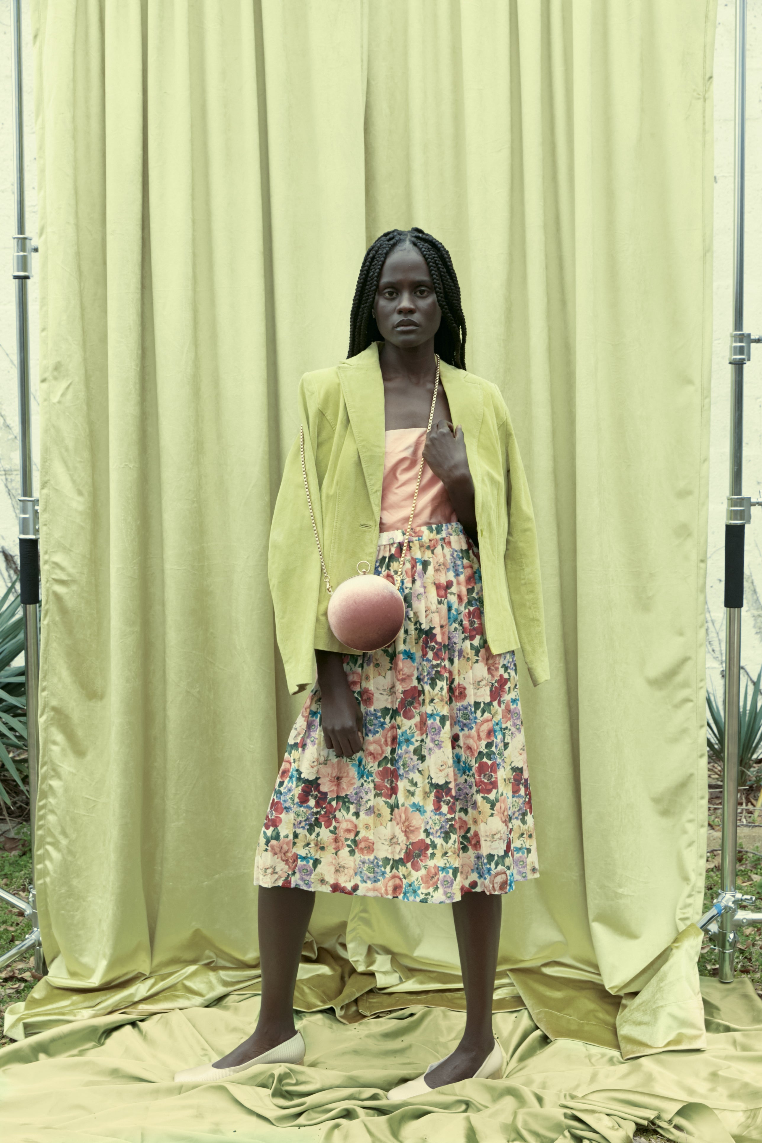 FLORAL PLEATED MIDI SKIRT