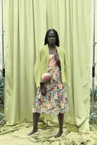 FLORAL PLEATED MIDI SKIRT