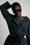 BLACK PATENT BELT BAG