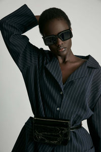 BLACK PATENT BELT BAG
