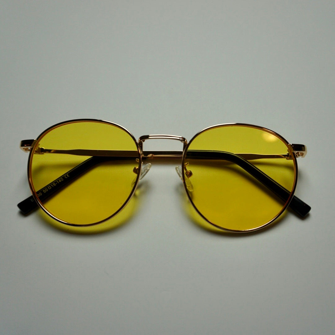 YELLOW LENS ROUND SUNGLASSES