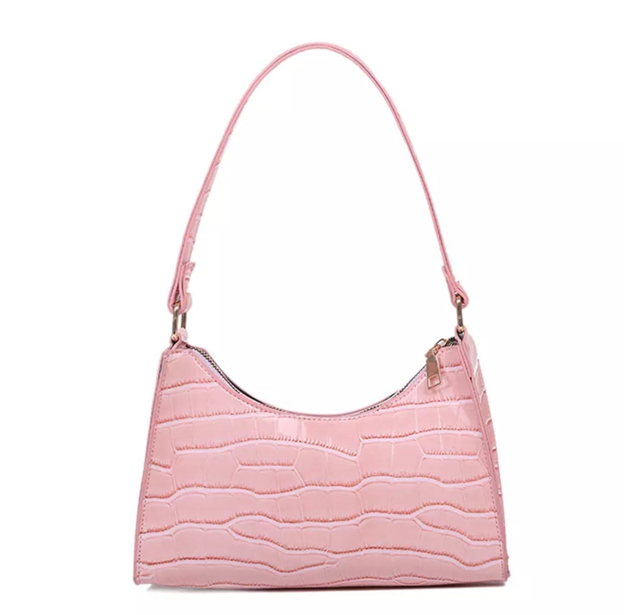 PINK CROC SHOULDER BAG