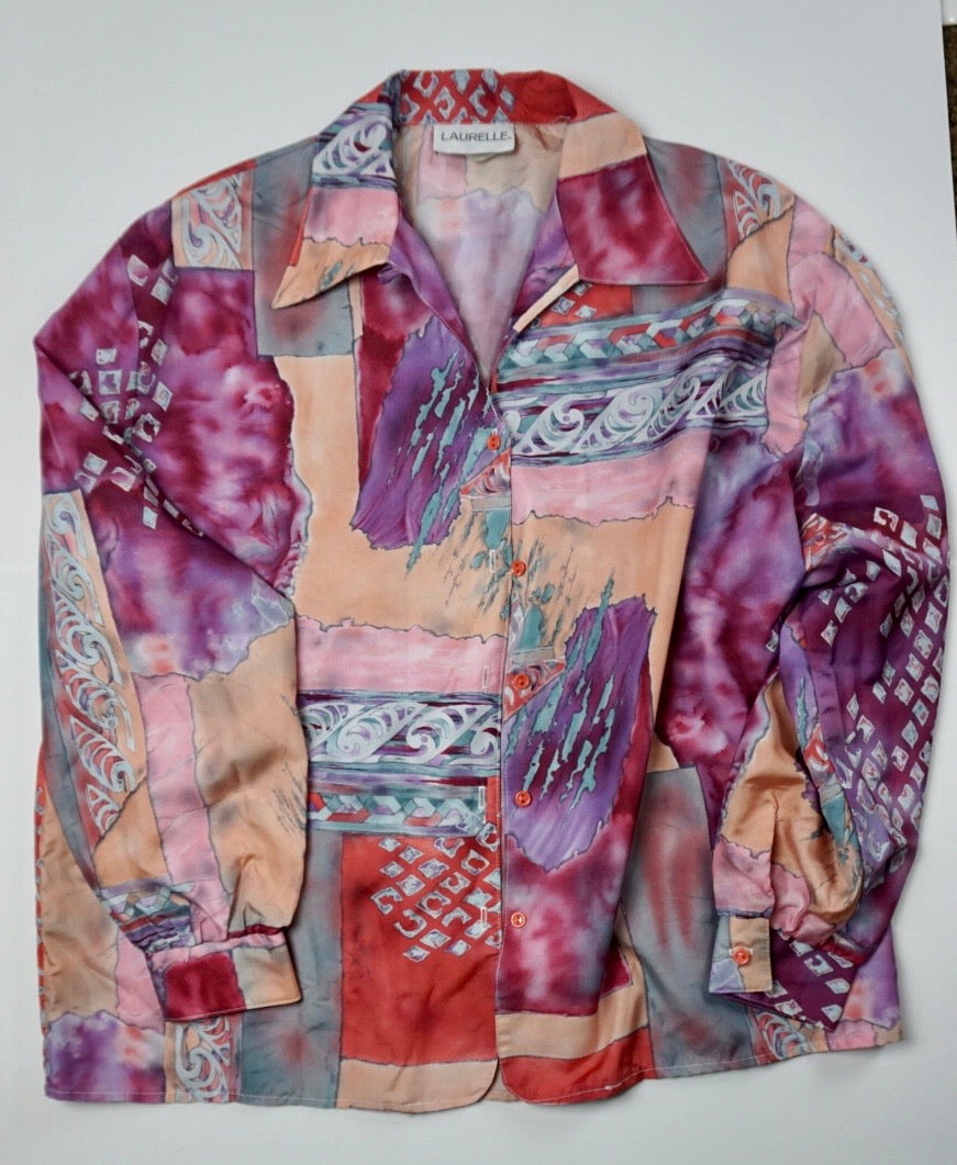 PINK PURPLE PRINT BLOUSE