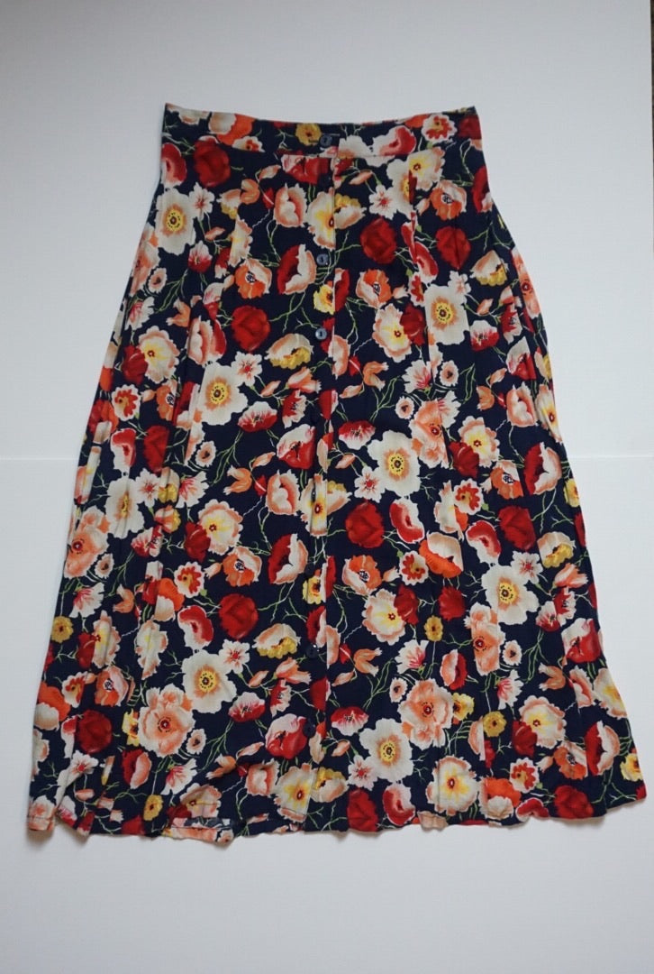 FLORAL BUTTON DOWN SKIRT