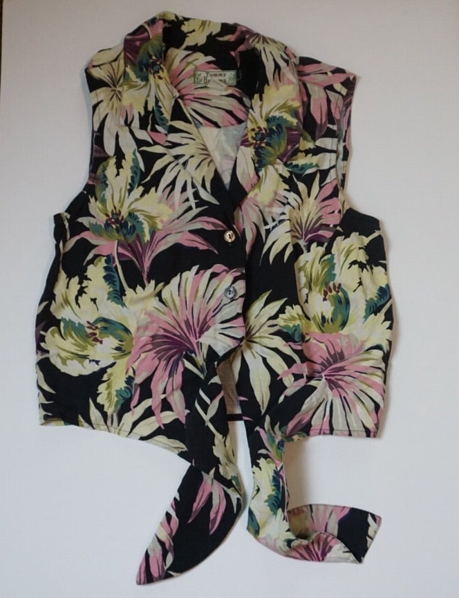 TOMMY BAHAMA CROP SILK BUTTON UP