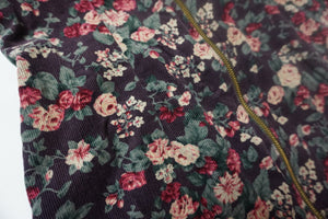 FLORAL CORDOROY ZIP DRESS