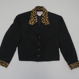 LEOPARD TRIM CROP BLAZER