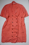CORAL LINEN BUTTON DRESS