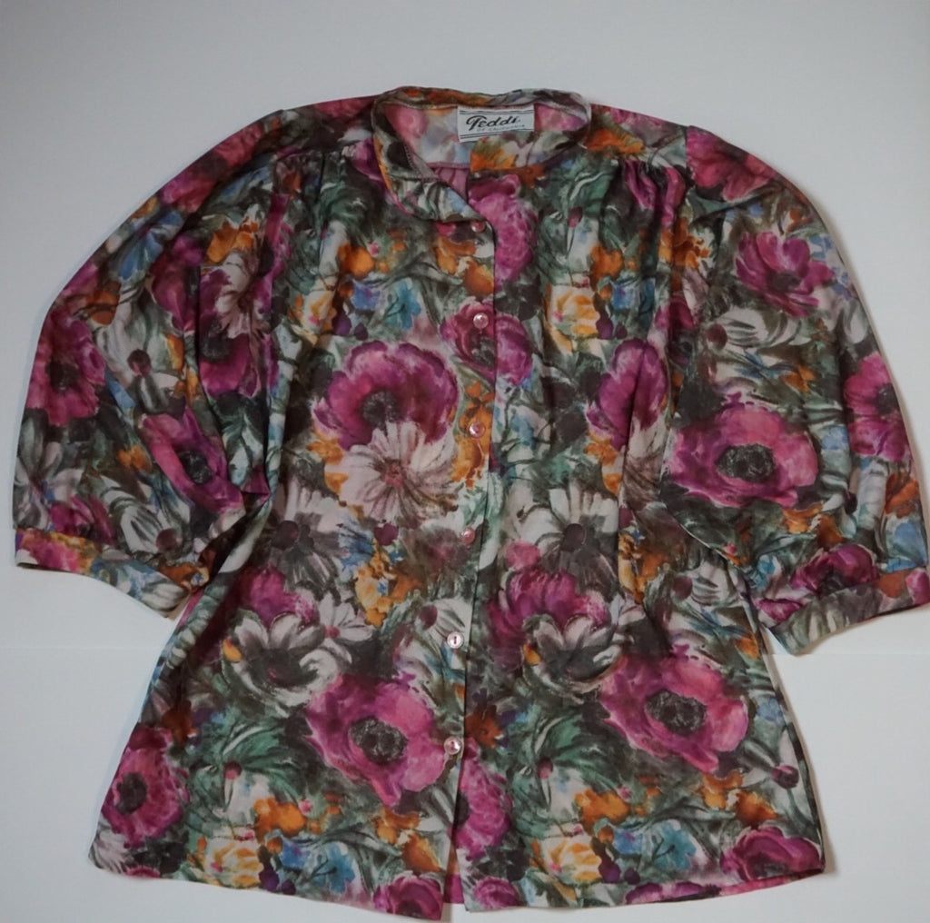 FUSCHIA BRUSHSTROKE BLOUSE