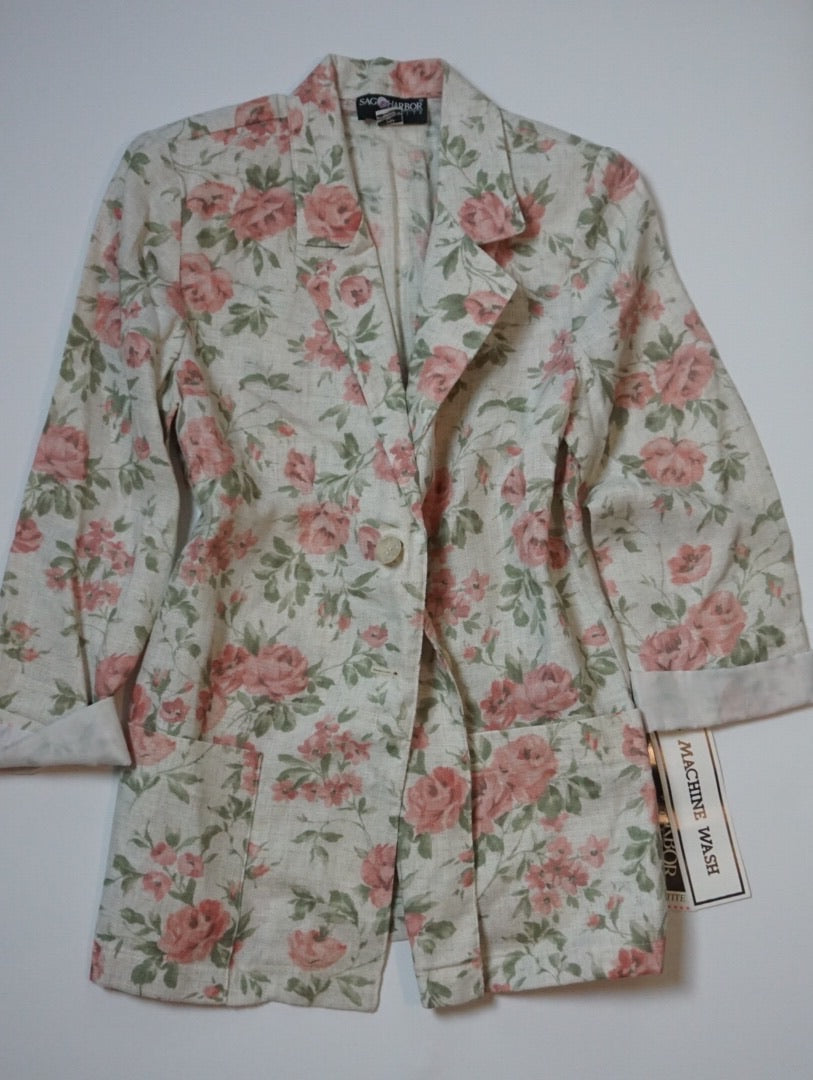PINK ROSE LINEN TEXTURED BLAZER