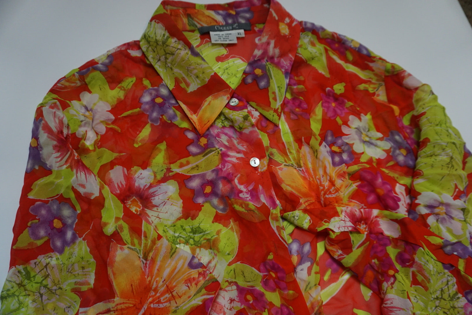 SHEER SILK FLORAL TOP