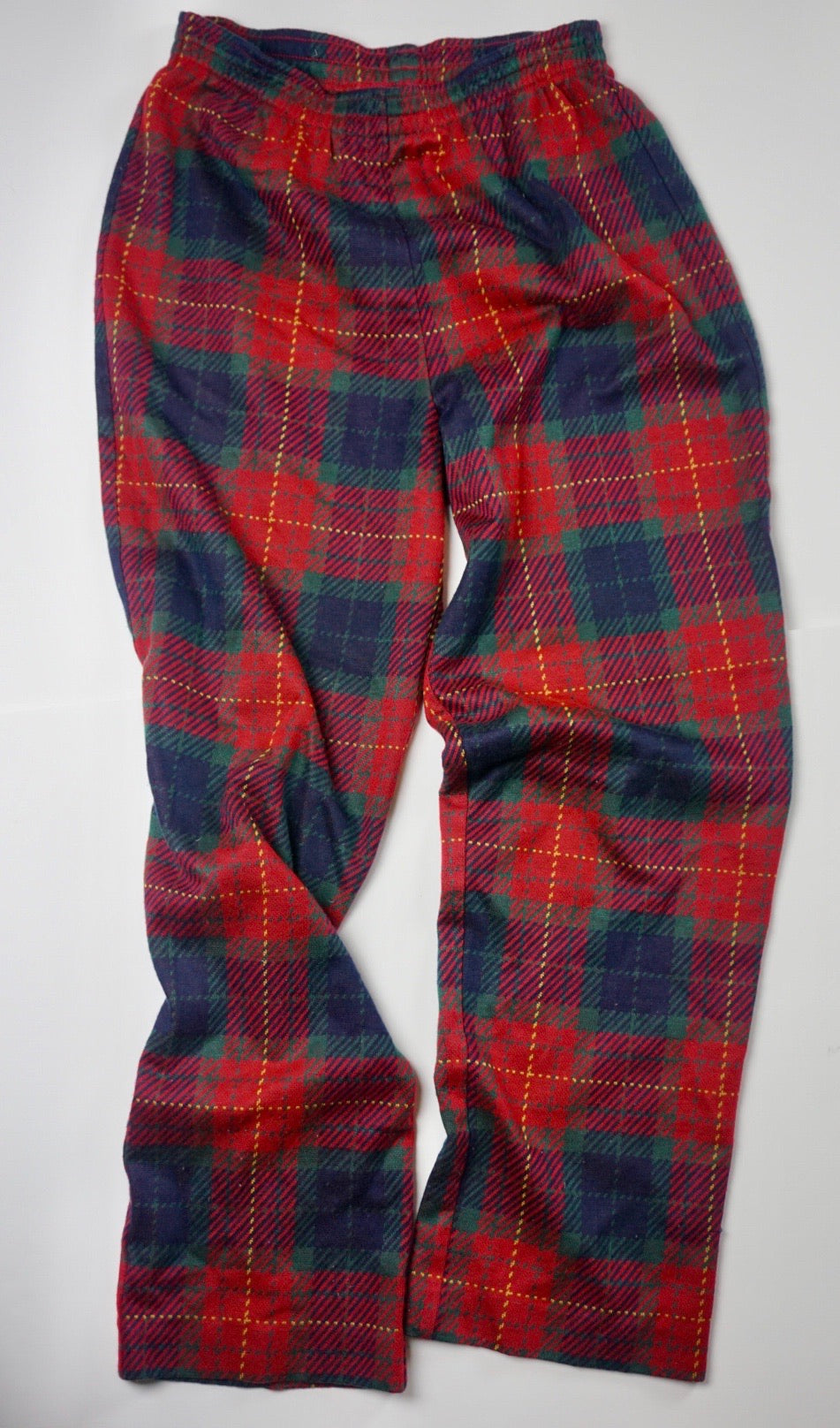 KNIT PLAID ELASTIC WAIST PANTS
