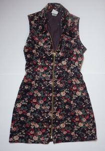 FLORAL CORDOROY ZIP DRESS
