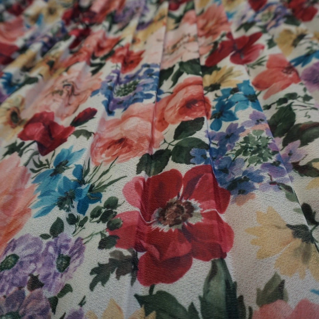 FLORAL PLEATED MIDI SKIRT