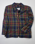 PLAID BLAZER WITH GOLD BUTTONS
