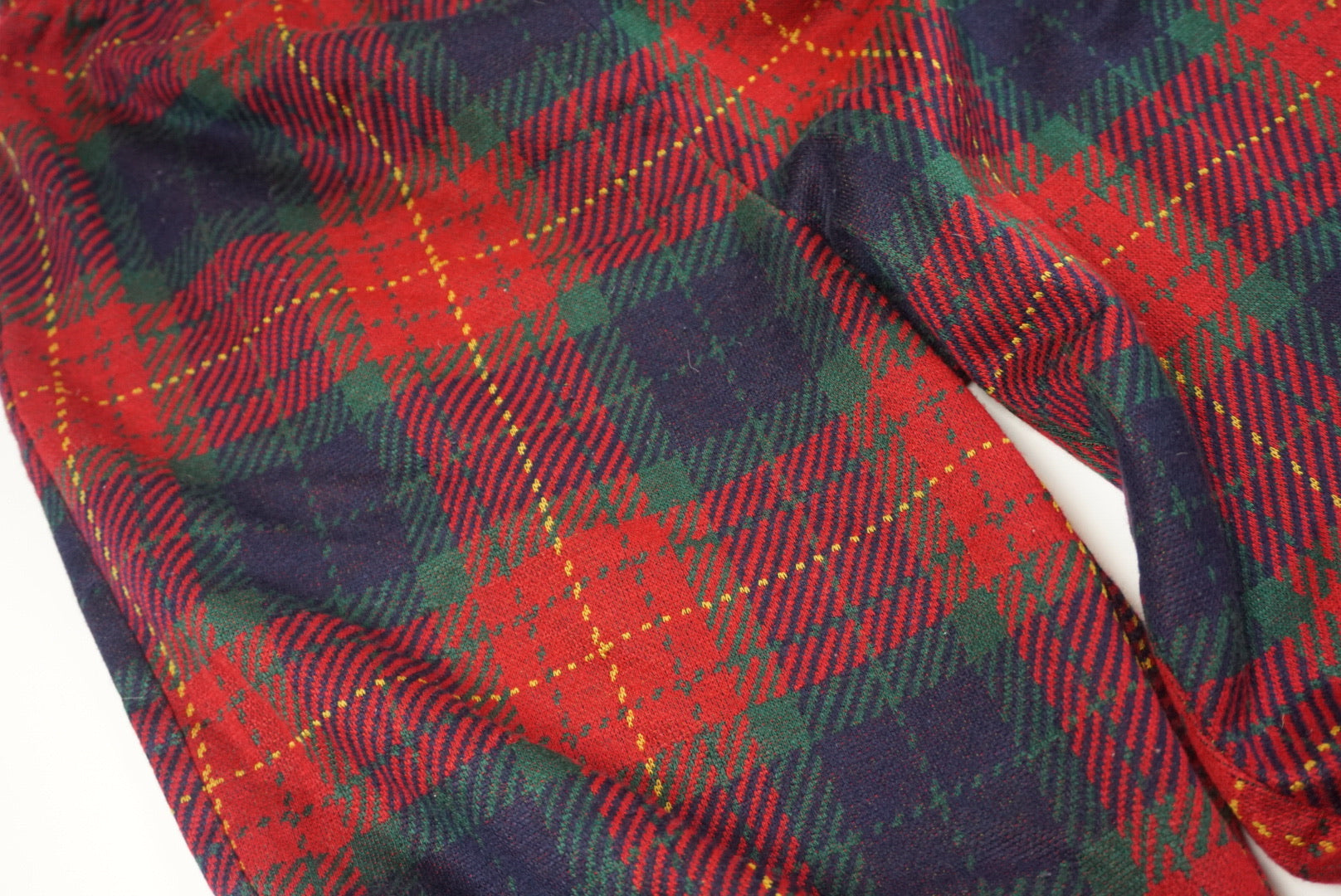 KNIT PLAID ELASTIC WAIST PANTS