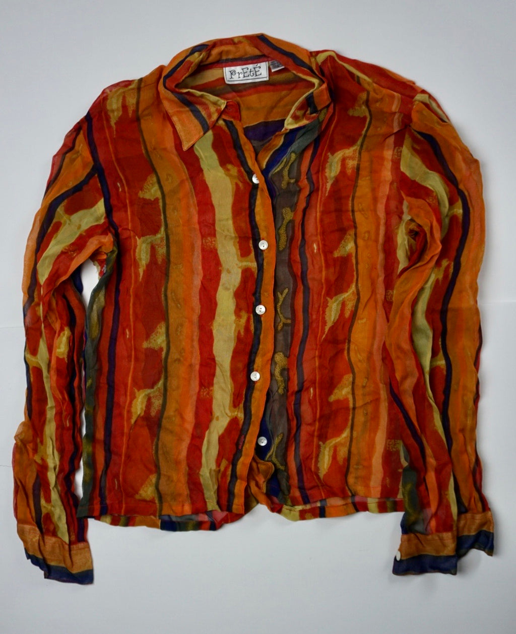 SHEER STRIPED MULTI BLOUSE