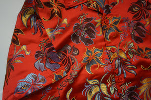 JACQUARD SATIN FLORAL SHORT SLEEVE BLOUSE