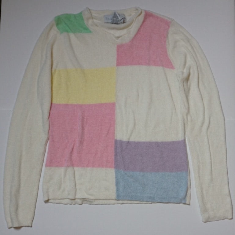 COLORBLOCK GRID KNIT TOP