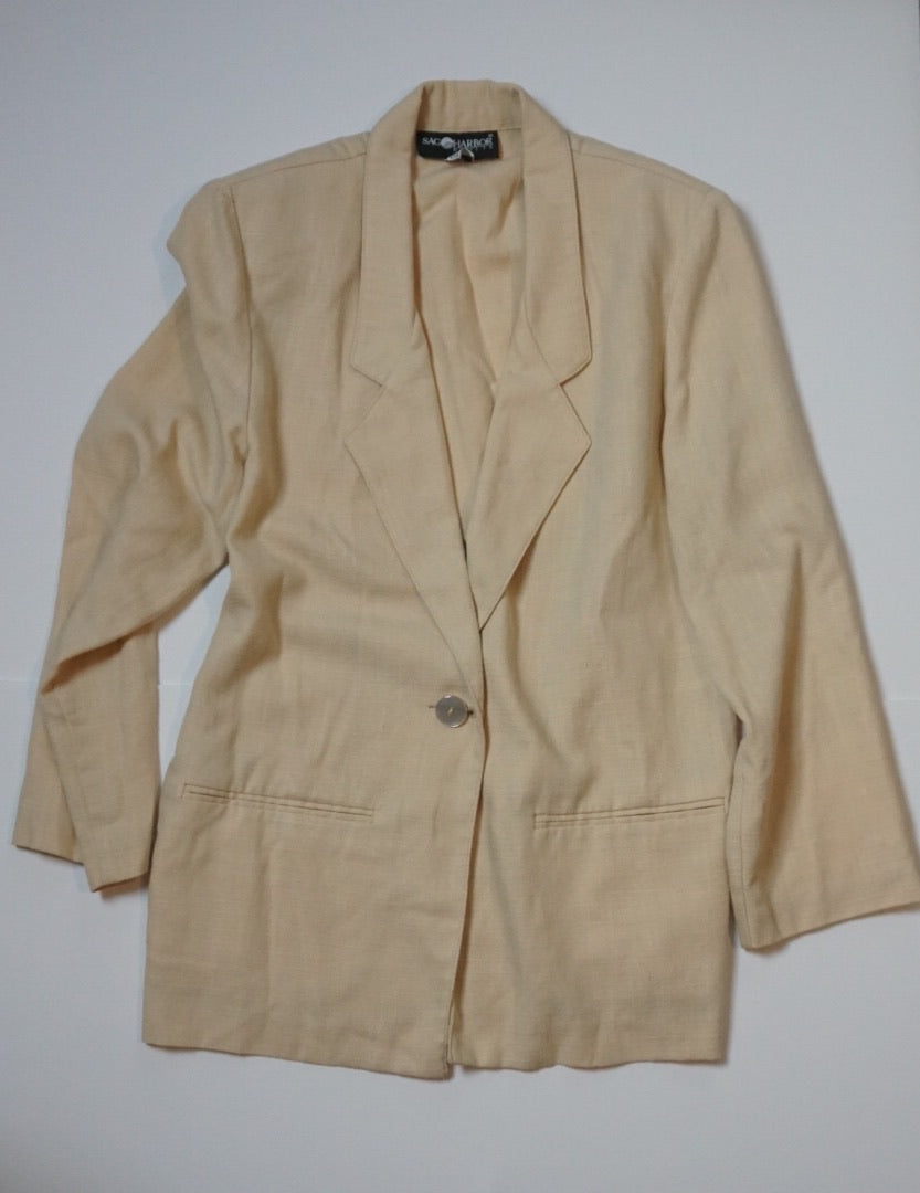 BEIGE LINEN TEXTURE BLAZER