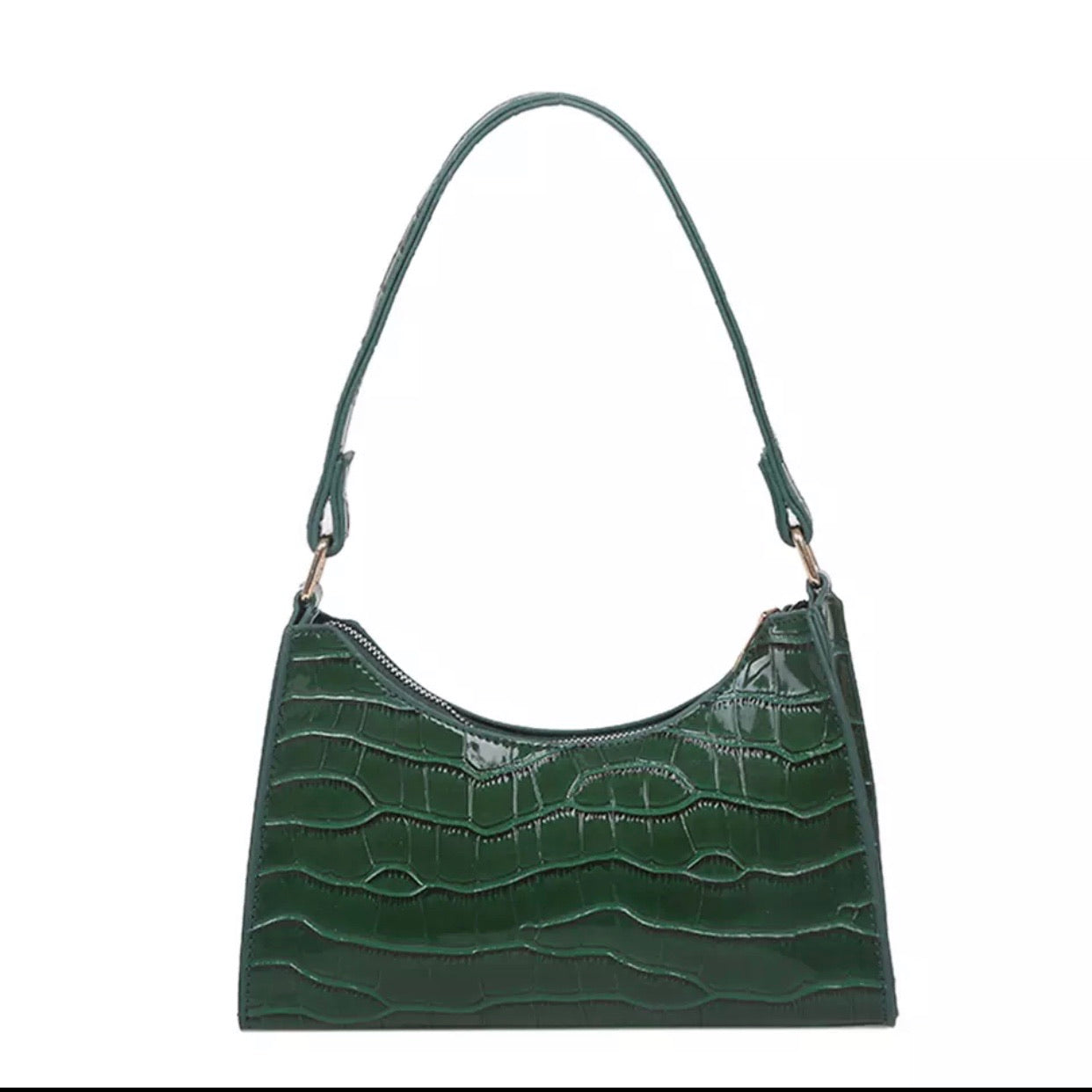GREEN CROC SHOULDER BAG